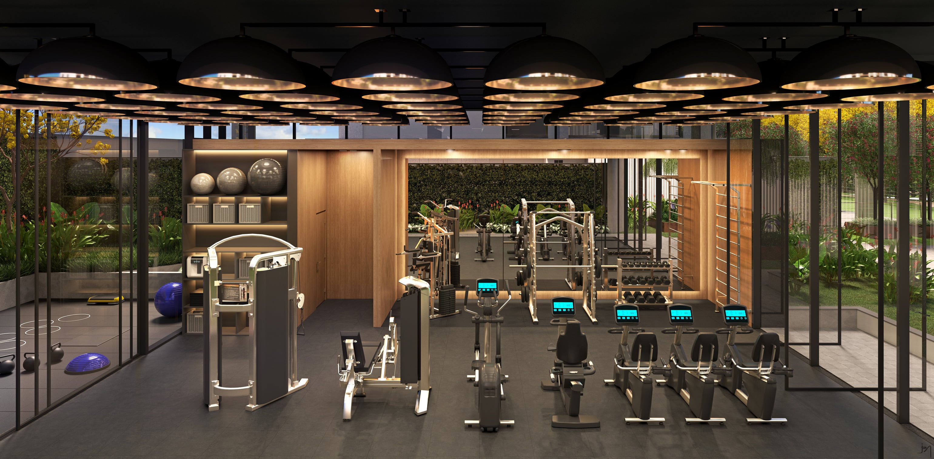 Espaço fitness em um dos empreendimentos da Base Incorporações.